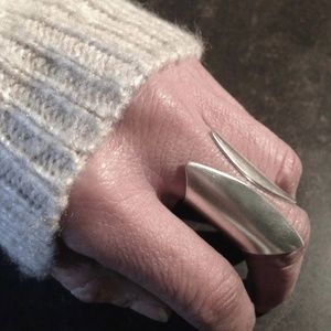 Minimalist Shield Sterling Silver Ring-Handmade